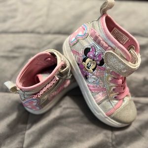 Little Girls Minnie Mouse High Top Sneakers- Size:10C